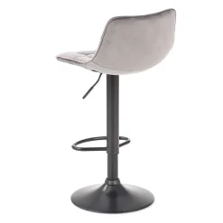 Garnero Arredamenti Sgabelli-Sgabello imbottito regolabile in velluto grigio nero Fost