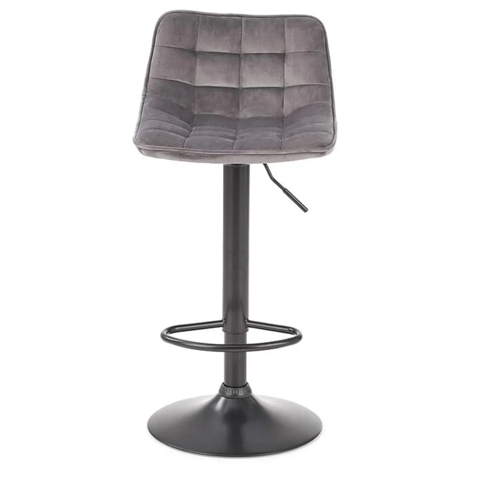 Garnero Arredamenti Sgabelli-Sgabello imbottito regolabile in velluto grigio nero Fost