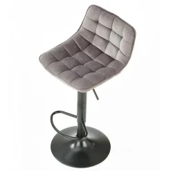 Garnero Arredamenti Sgabelli-Sgabello imbottito regolabile in velluto grigio nero Fost