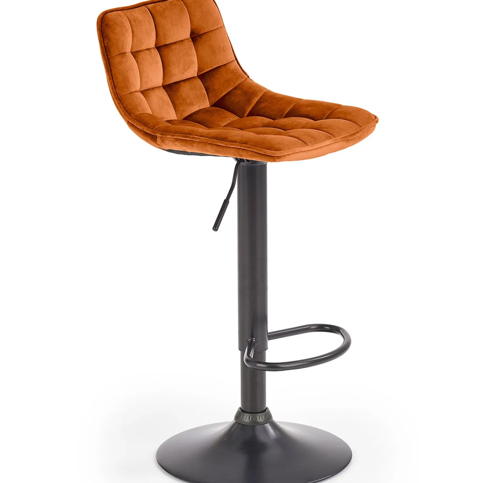 Garnero Arredamenti Sgabelli-Sgabello imbottito regolabile in velluto terracotta nero Fost Arancio