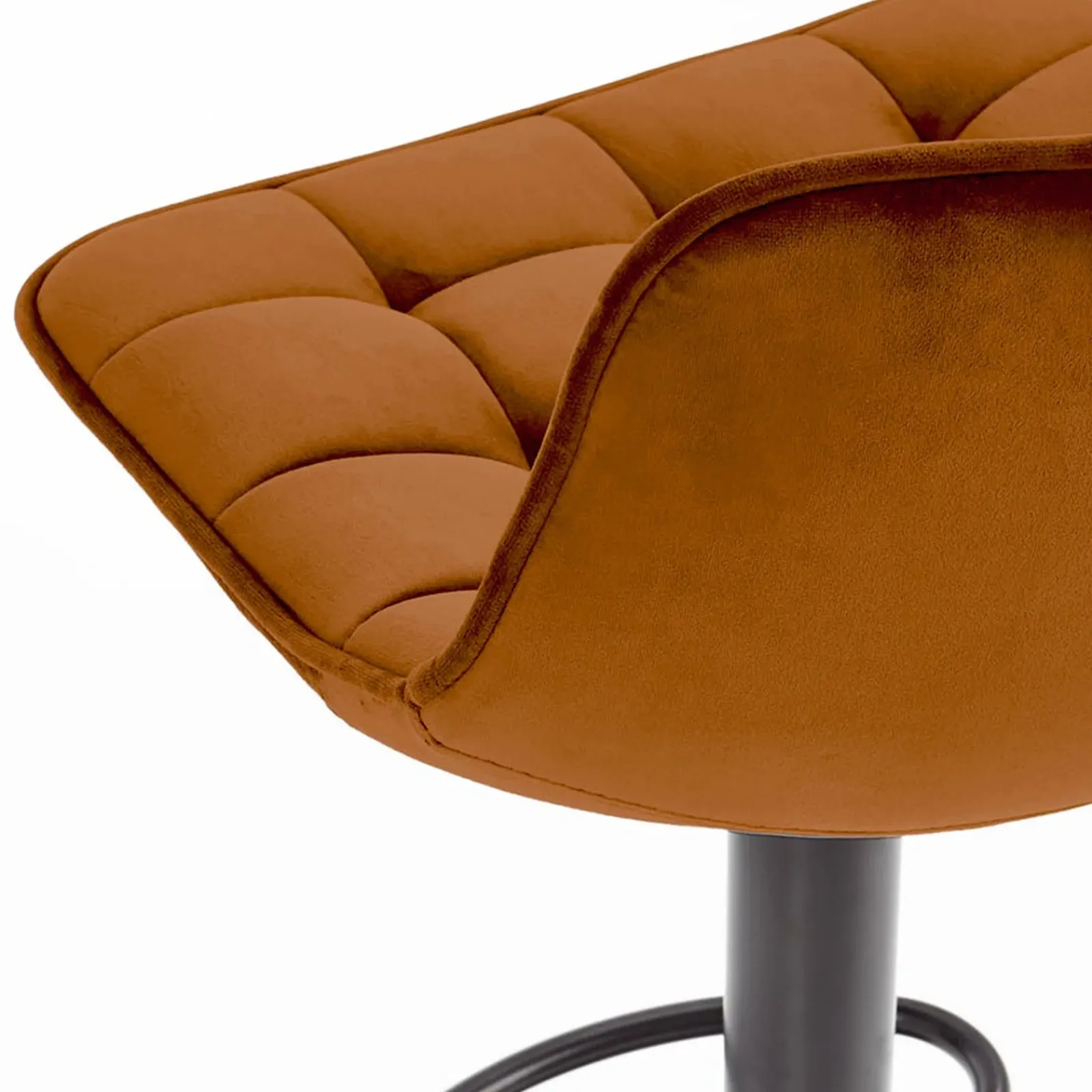 Garnero Arredamenti Sgabelli-Sgabello imbottito regolabile in velluto terracotta nero Fost Arancio