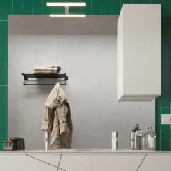 Garnero Arredamenti Specchi|Specchi-Specchiera bagno con led e pensile 120x110cm lucido Minister Bianco