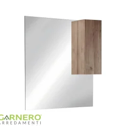 Garnero Arredamenti Specchio Per Bagno|Specchi-Specchiera 100x110cm bagno con led e pensile rovere Alvarez Noce