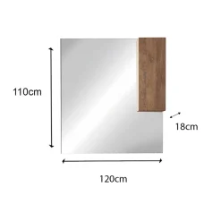 Garnero Arredamenti Specchio Per Bagno|Specchi-Specchiera 120x110cm bagno con led e pensile rovere Alvarez Noce