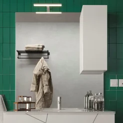 Garnero Arredamenti Specchio Per Bagno|Specchi-Specchiera 80x110cm da bagno con led e pensile lucido Minister Bianco