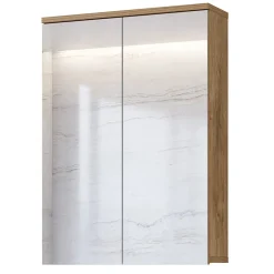 Garnero Arredamenti Specchi|Specchi-Specchio bagno sospeso 61x84h cm 2 ante contenitore rovere Crystal