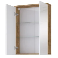 Garnero Arredamenti Specchi|Specchi-Specchio bagno sospeso 61x84h cm 2 ante contenitore rovere Crystal