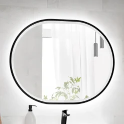 Garnero Arredamenti Specchi|Specchi-Specchio da parete con led 70x90cm Glossy 3 Nero