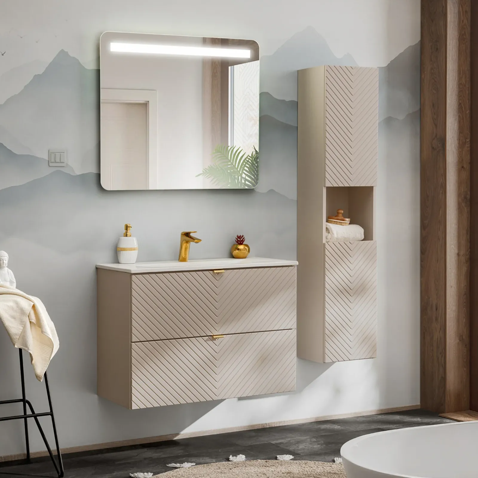 Garnero Arredamenti Specchio Per Bagno|Specchi-Specchio da parete con led 80x70cm Spot
