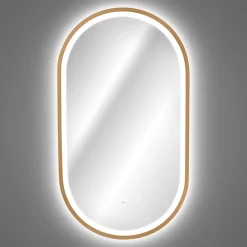 Garnero Arredamenti Specchio Per Bagno|Specchi-Specchio da parete con led 50x90cm dorato Glossy 2 Oro