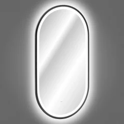 Garnero Arredamenti Specchio Per Bagno|Specchi-Specchio da parete con led 50x90cm Glossy 2 Nero