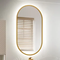 Garnero Arredamenti Specchio Per Bagno|Specchi-Specchio da parete retroilluminato 50x90cm dorato Glossy Oro