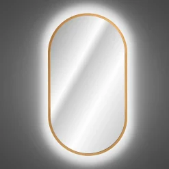 Garnero Arredamenti Specchio Per Bagno|Specchi-Specchio da parete retroilluminato 50x90cm dorato Glossy Oro