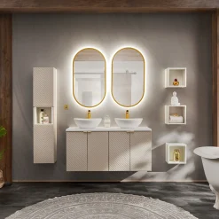 Garnero Arredamenti Specchio Per Bagno|Specchi-Specchio da parete retroilluminato 50x90cm dorato Glossy Oro