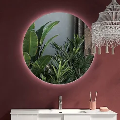Garnero Arredamenti Specchio Per Bagno|Specchi-Specchio da parete retroilluminato rotondo 80x80cm vetro Cosca