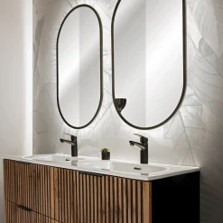 Garnero Arredamenti Specchio Per Bagno|Specchi-Specchio da parete retroilluminato 50x90cm Glossy Nero