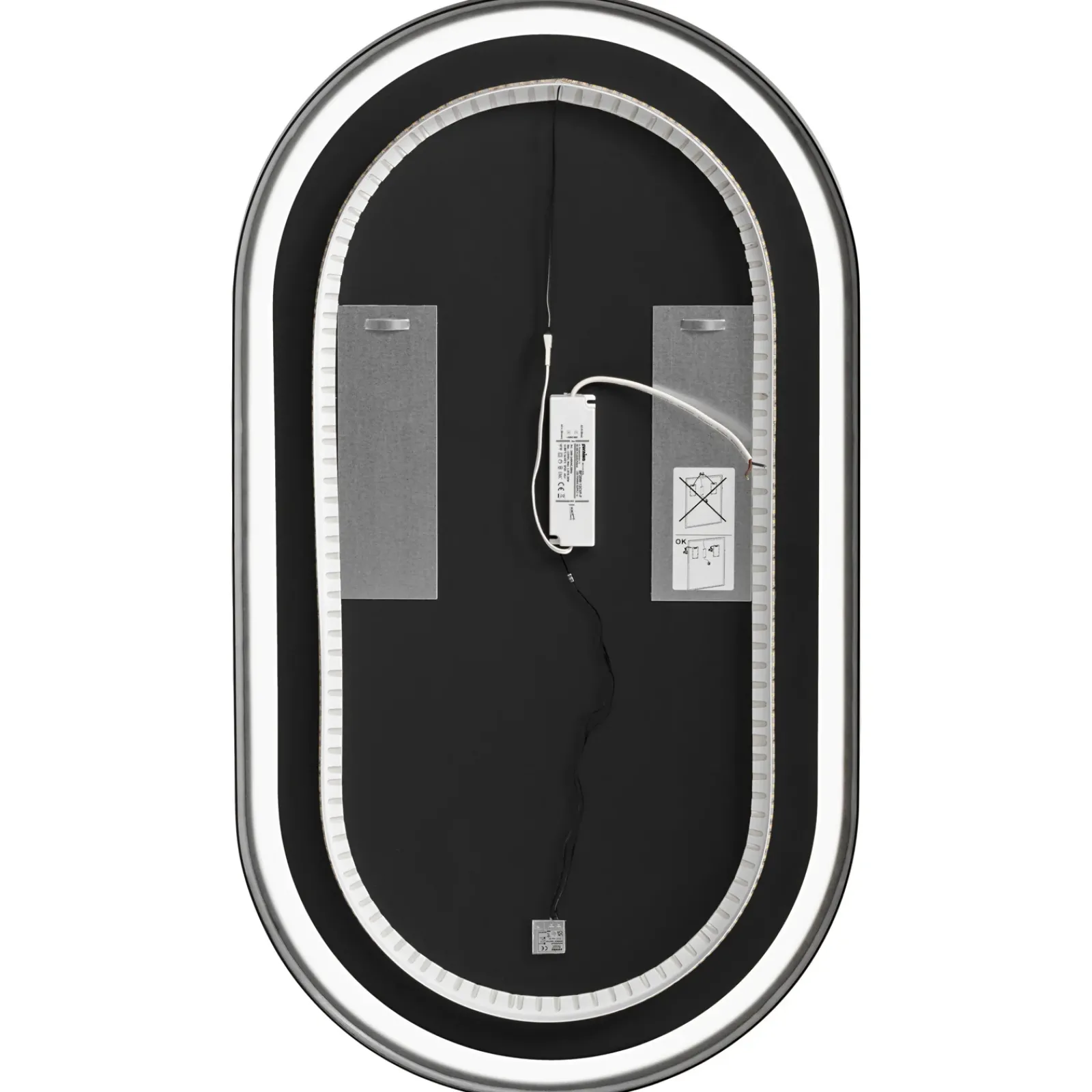 Garnero Arredamenti Specchio Per Bagno|Specchi-Specchio da parete retroilluminato 50x90cm Glossy Nero