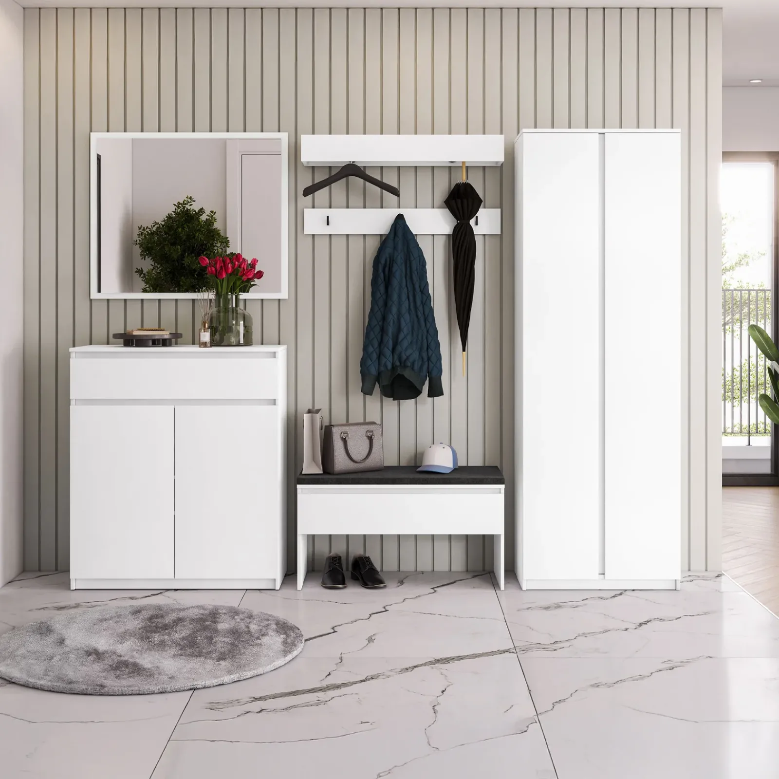 Garnero Arredamenti Specchi|Specchi-Specchio ingresso da parete 92x77cm bianco Accent Bianco Opaco