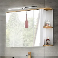 Garnero Arredamenti Specchi|Specchi-Specchio mobile contenitore 94x72cm 3 ante bianco rovere Dual