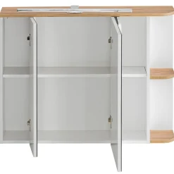 Garnero Arredamenti Specchi|Specchi-Specchio mobile contenitore 94x72cm 3 ante bianco rovere Dual