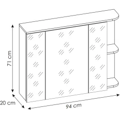 Garnero Arredamenti Specchi|Specchi-Specchio mobile contenitore 94x72cm 3 ante bianco rovere Dual