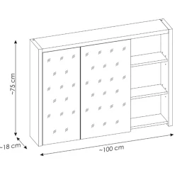 Garnero Arredamenti Specchi|Specchi-Specchio mobile contenitore 100x75cm 2 ante rovere antracite Veny
