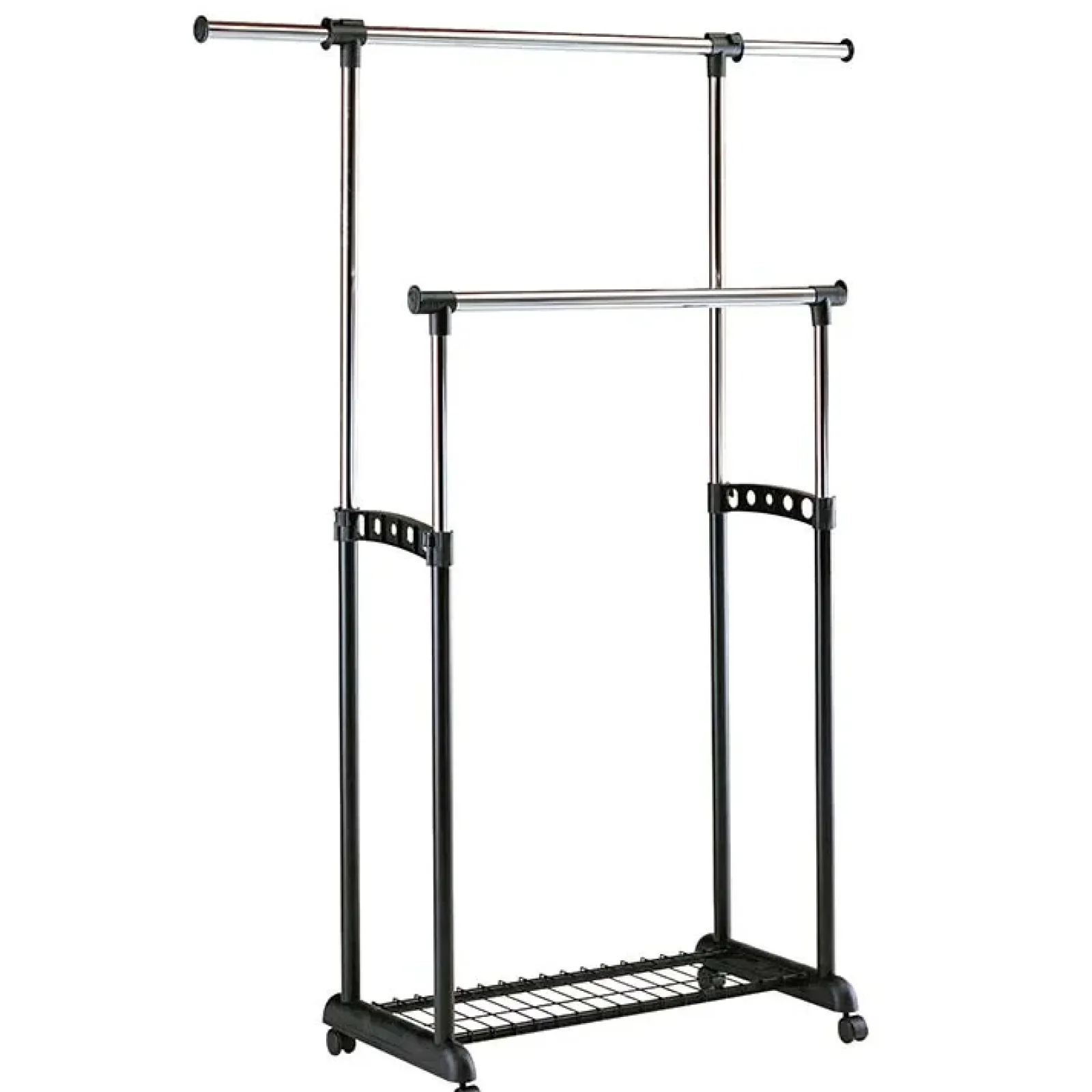 Garnero Arredamenti Appendiabiti E Attaccapanni|Appendiabiti E Attaccapanni-Stand appendiabiti 90-142x97-170h cm allungabile con ruote nero Bonney