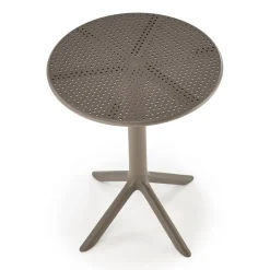 Garnero Arredamenti Tavoli Da Giardino|Tavoli Da Pranzo-Tavolino da giardino rotondo polipropilene 60cm Ondina Marrone