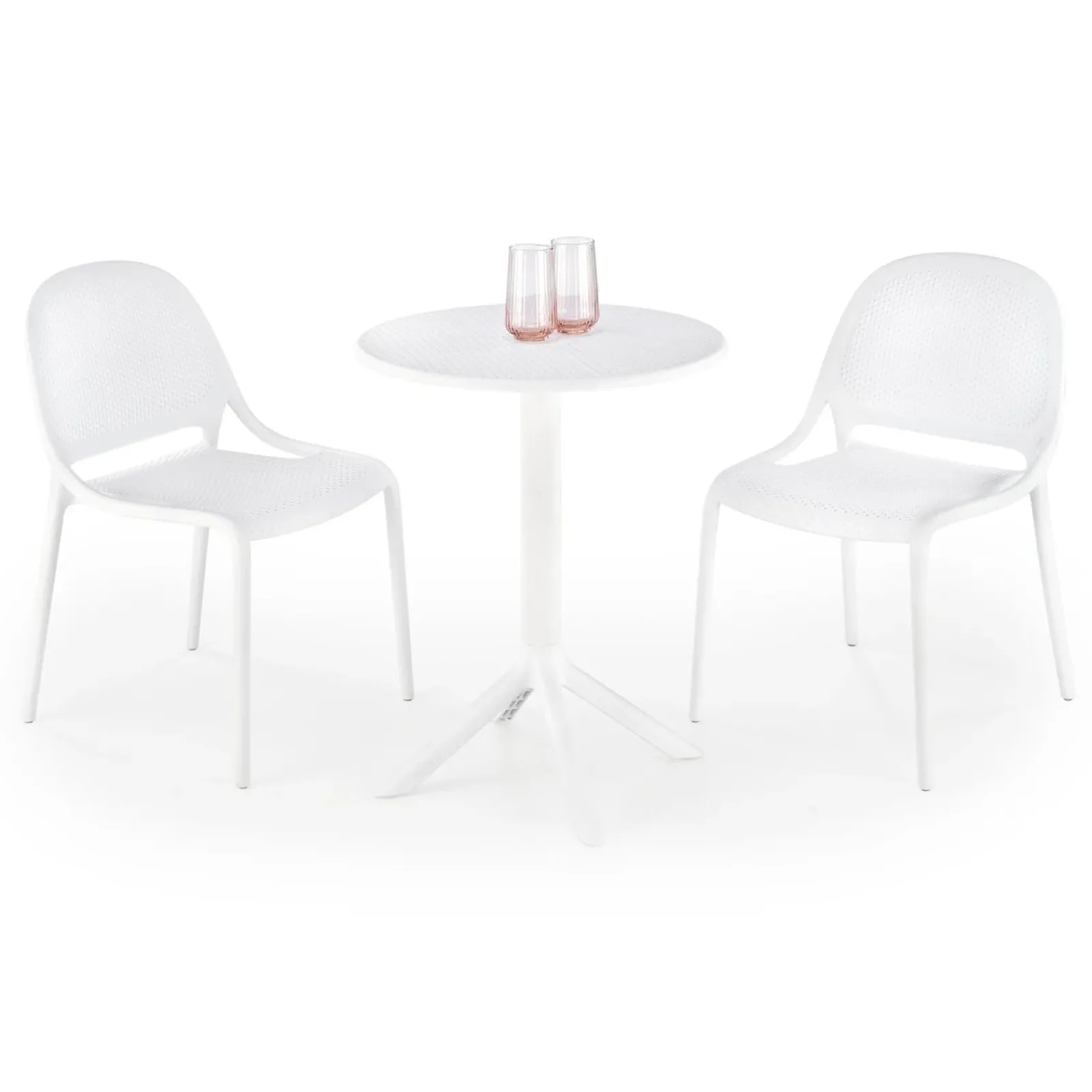 Garnero Arredamenti Tavoli Da Giardino|Tavoli Da Pranzo-Tavolino da giardino rotondo polipropilene 60cm Ondina Bianco