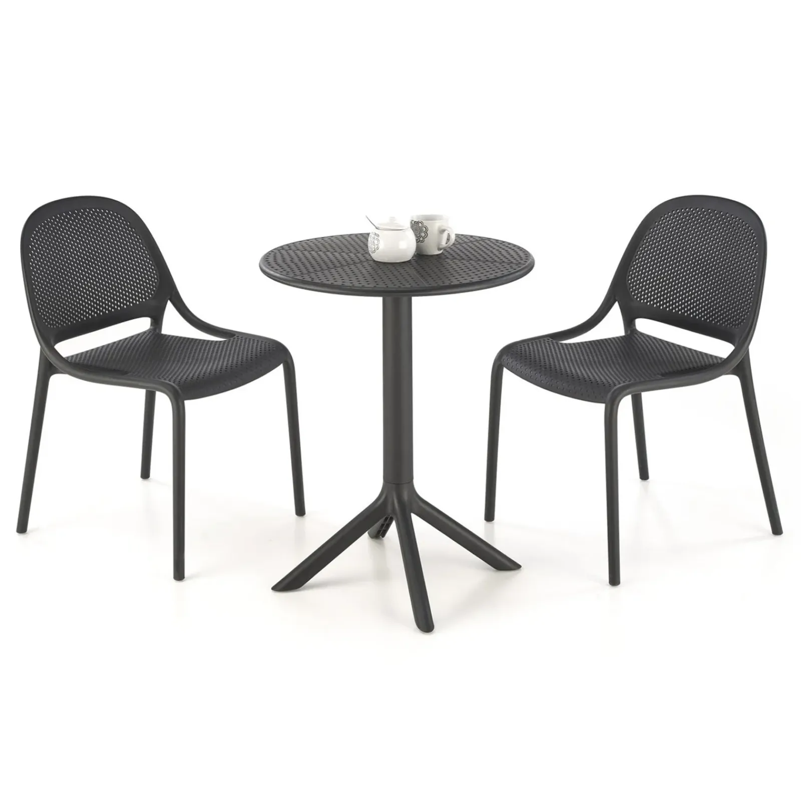 Garnero Arredamenti Tavoli Da Giardino|Tavoli Da Pranzo-Tavolino da giardino rotondo polipropilene 60cm Ondina Nero