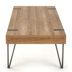 Garnero Arredamenti Tavolini Moderni|Tavolini Moderni-Tavolino da salotto con cassetti 120x55cm noce acciaio nero Yonok