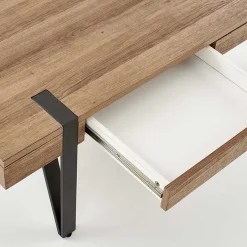 Garnero Arredamenti Tavolini Moderni|Tavolini Moderni-Tavolino da salotto con cassetti 120x55cm noce acciaio nero Yonok