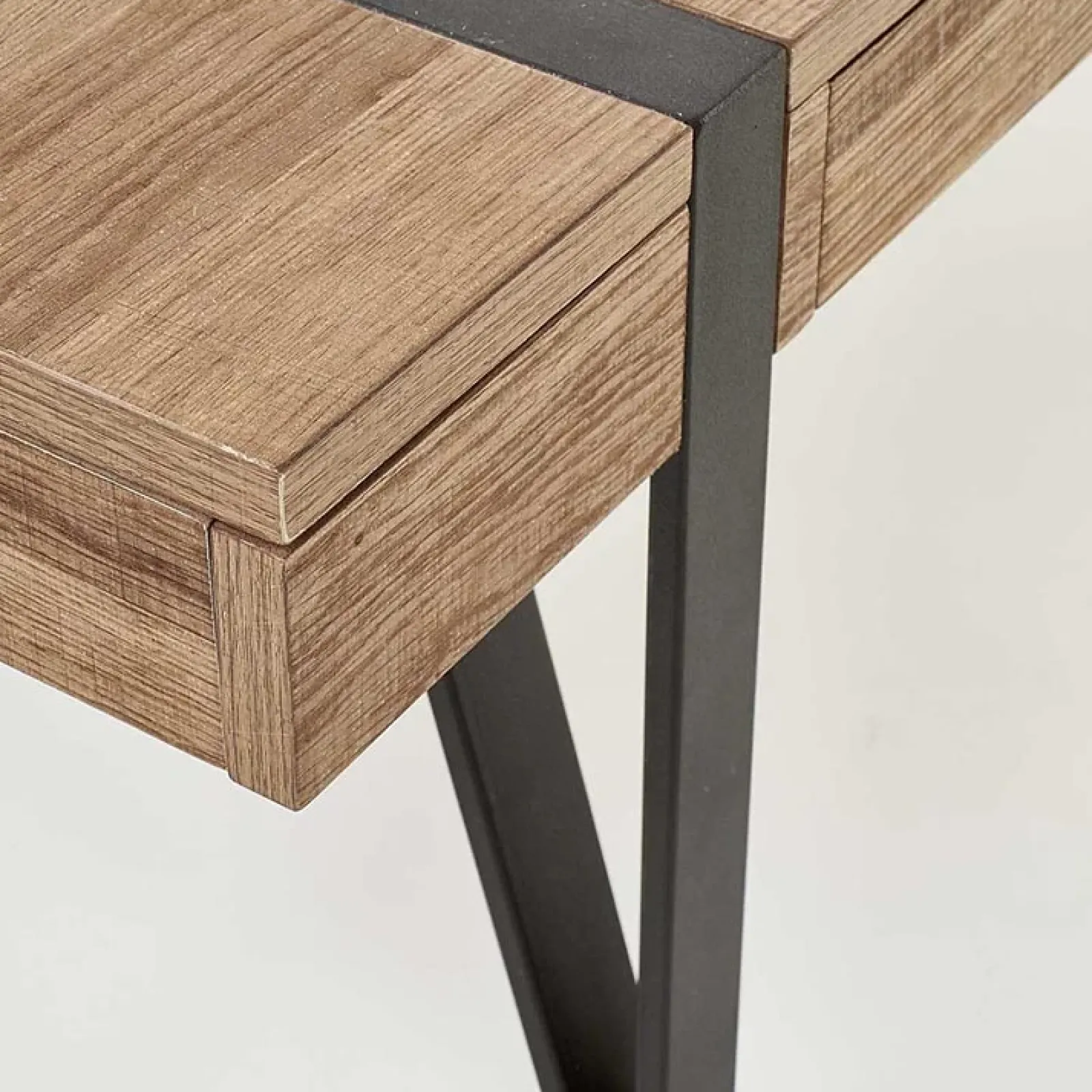 Garnero Arredamenti Tavolini Moderni|Tavolini Moderni-Tavolino da salotto con cassetti 120x55cm noce acciaio nero Yonok