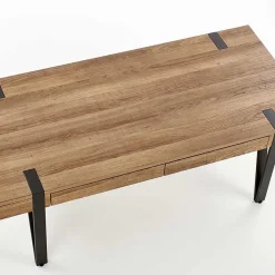 Garnero Arredamenti Tavolini Moderni|Tavolini Moderni-Tavolino da salotto con cassetti 120x55cm noce acciaio nero Yonok