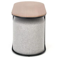 Garnero Arredamenti Tavolini Moderni|Tavolini Moderni-Tavolino da salotto con pouf in tessuto noce grigio nero Duchessa