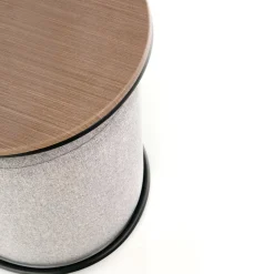 Garnero Arredamenti Tavolini Moderni|Tavolini Moderni-Tavolino da salotto con pouf in tessuto noce grigio nero Duchessa