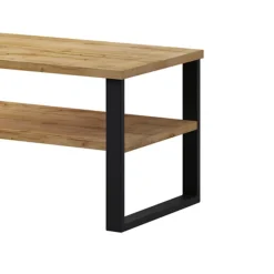 Garnero Arredamenti Tavolini Moderni|Tavolini Moderni-Tavolino da salotto con ripiano 110x60cm quercia metallo nero Petra