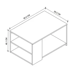 Garnero Arredamenti Tavolini Moderni|Tavolini Moderni-Tavolino da salotto con ripiani  90x48cm antracite rovere Luzon