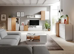 Garnero Arredamenti Tavolini Moderni|Tavolini Moderni-Tavolino da salotto con ripiano 100x60cm bianco opaco quercia James