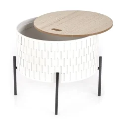 Garnero Arredamenti Tavolini Contenitore|Tavolini Contenitore-Tavolino da salotto contenitore 35x35cm rotondo bianco opaco Sligo