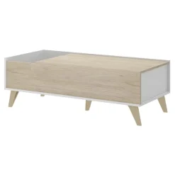 Garnero Arredamenti Tavolini Contenitore|Tavolini Contenitore-Tavolino da salotto contenitore 99x60cm design rovere bianco opaco Elmer Rovere - Bianco opaco