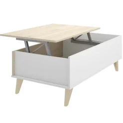 Garnero Arredamenti Tavolini Contenitore|Tavolini Contenitore-Tavolino da salotto contenitore 99x60cm design rovere bianco opaco Elmer Rovere - Bianco opaco