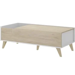 Garnero Arredamenti Tavolini Contenitore|Tavolini Contenitore-Tavolino da salotto contenitore 99x60cm design rovere bianco opaco Elmer Rovere - Bianco opaco