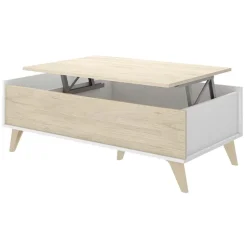 Garnero Arredamenti Tavolini Contenitore|Tavolini Contenitore-Tavolino da salotto contenitore 99x60cm design rovere bianco opaco Elmer Rovere - Bianco opaco