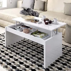 Garnero Arredamenti Tavolini Contenitore|Tavolini Contenitore-Tavolino da salotto contenitore 102x50cm design moderno Paris Bianco Lucido