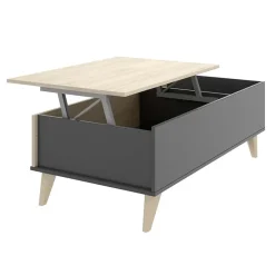 Garnero Arredamenti Tavolini Contenitore|Tavolini Contenitore-Tavolino da salotto contenitore 99x60cm design moderno rovere grafite Elmer Rovere - Grafite