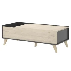 Garnero Arredamenti Tavolini Contenitore|Tavolini Contenitore-Tavolino da salotto contenitore 99x60cm design moderno rovere grafite Elmer Rovere - Grafite