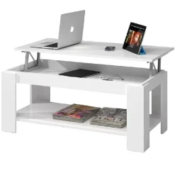 Garnero Arredamenti Tavolini Contenitore|Tavolini Contenitore-Tavolino da salotto contenitore 100x50cm moderno bianco opaco Charlotte
