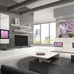 Garnero Arredamenti Tavolini Moderni|Tavolini Moderni-Tavolino da salotto design 100x45cm bianco e nero Emotion Gihome® Nero Opaco - Bianco opaco