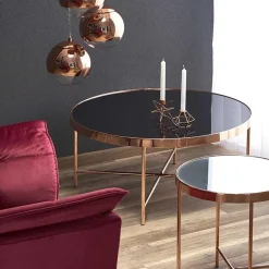 Garnero Arredamenti Tavolini Moderni|Tavolini Moderni-Tavolino da salotto design rotondo 42x42cm acciaio rame Roros